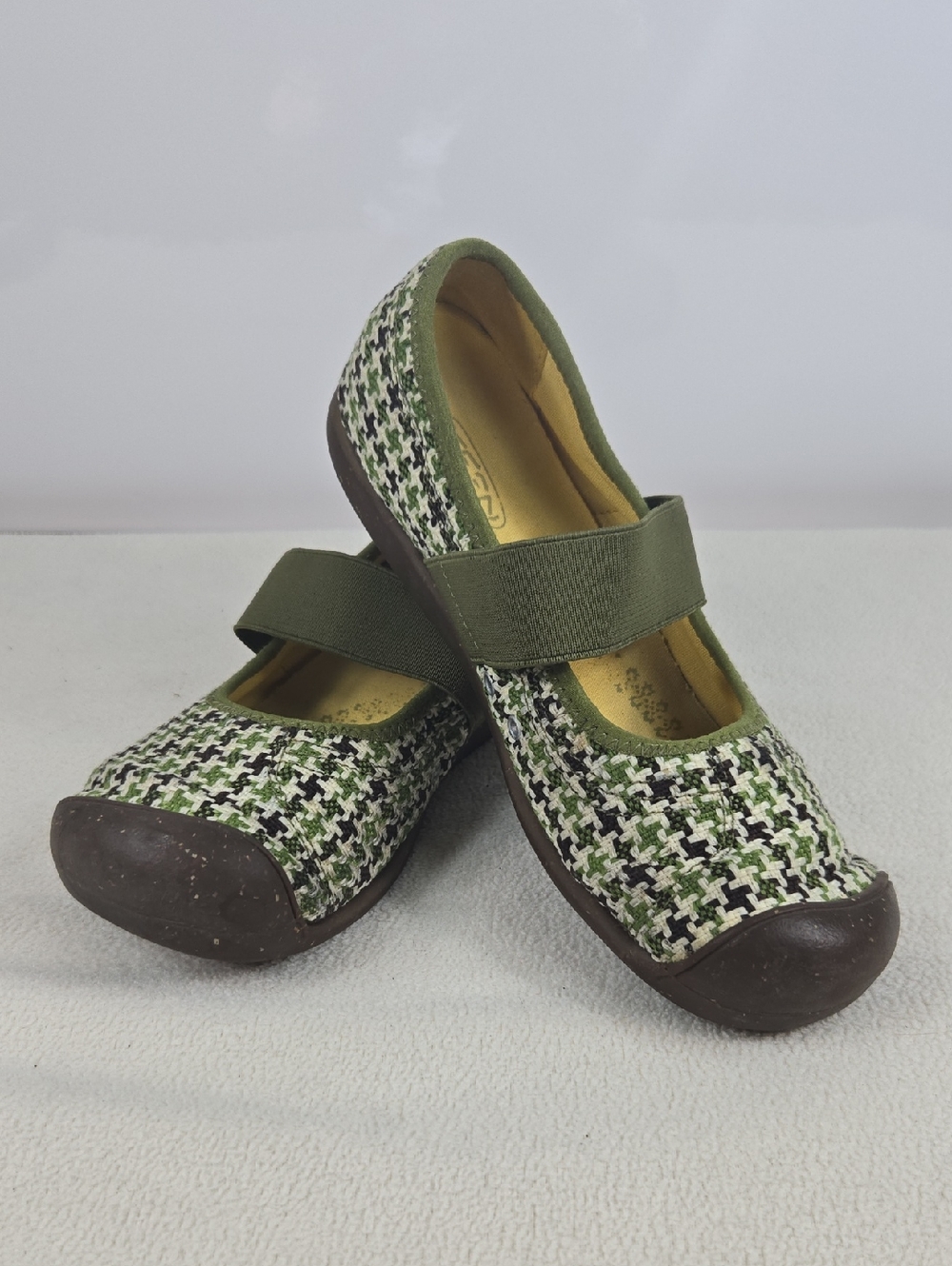 Keen Green Houndstooth Mary Jane Flats with Strap